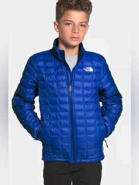 The North Face Thermol ball Boys XL Snorkel Blue Quilted Hybrid Zip Jacket